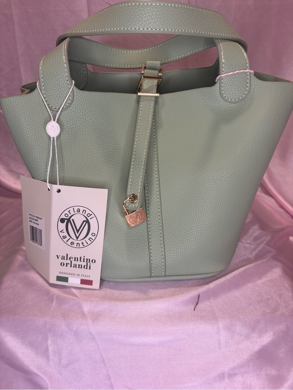 NWT Valentino Orlandi Mint green Bucket Bag with Pouch